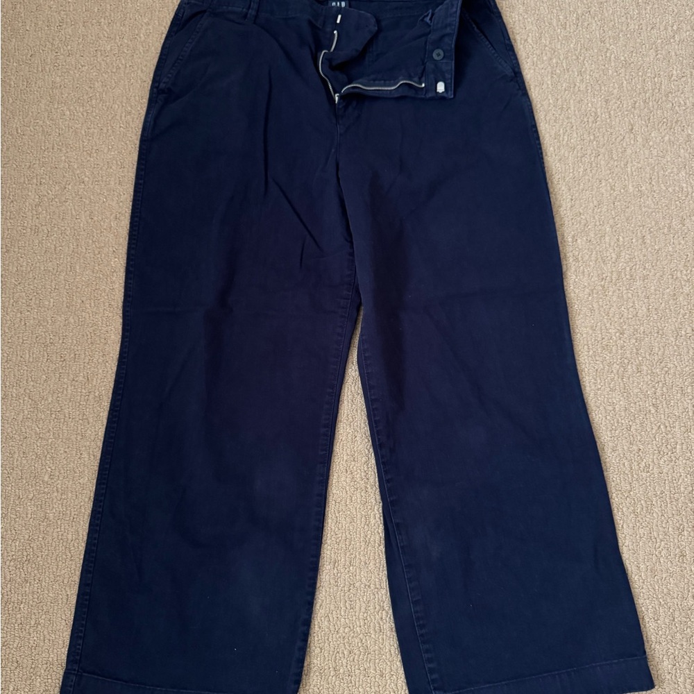 GAP Women's Navy khaki Wide-Leg Pants size 16 100% cotton